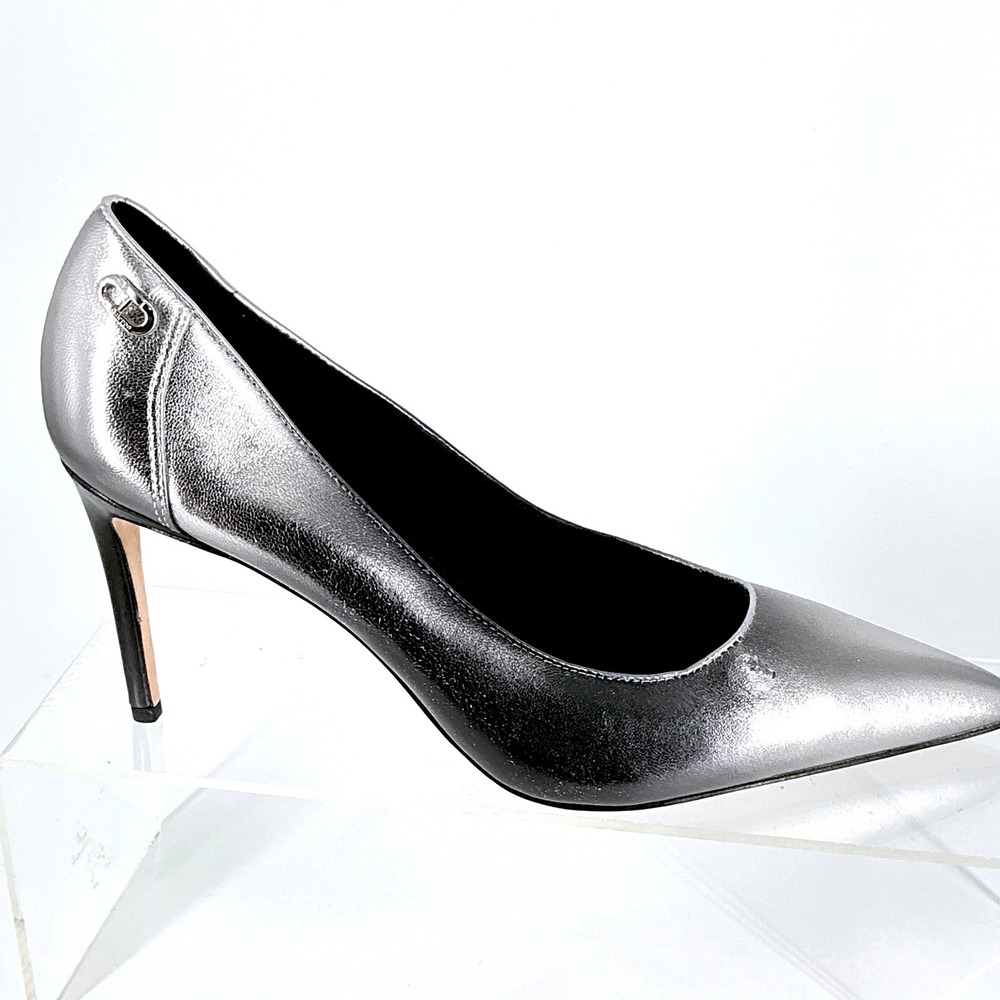Dee Ocleppo Size 8.5 Silver Black Ombre Leather Pointed Stiletto Pumps NEW $325